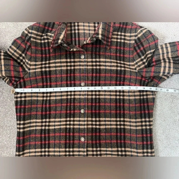 Evan Picone | Vintage  Wool Blend Dark Plaid Button Up Blazer | Size 12 - Picture 6 of 8